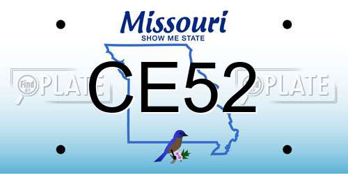 CE52 Missouri License Plate