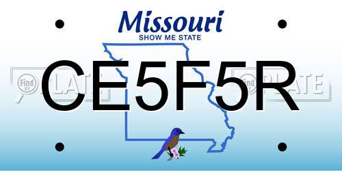 CE5F5R Missouri License Plate