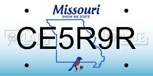 CE5R9R Missouri License Plate