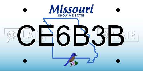 CE6B3B Missouri License Plate