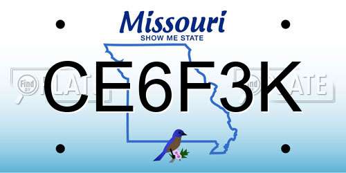 CE6F3K Missouri License Plate