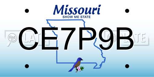 CE7P9B Missouri License Plate