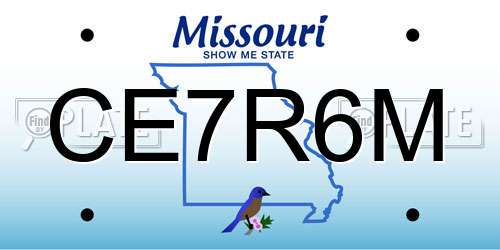 CE7R6M Missouri License Plate