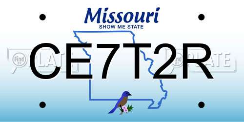 CE7T2R Missouri License Plate