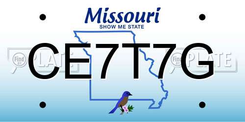 CE7T7G Missouri License Plate