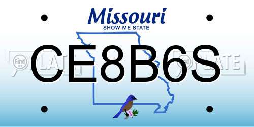 CE8B6S Missouri License Plate