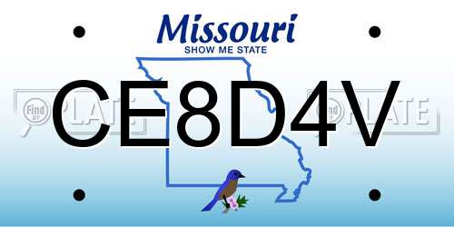 CE8D4V Missouri License Plate