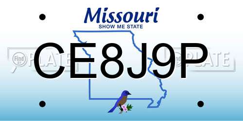 CE8J9P Missouri License Plate