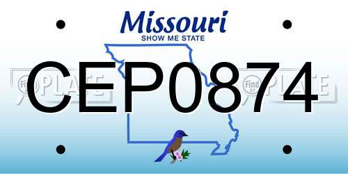 CEP0874 Missouri License Plate
