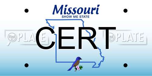 CERT Missouri License Plate