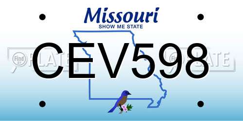 CEV598 Missouri License Plate