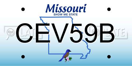 CEV59B Missouri License Plate