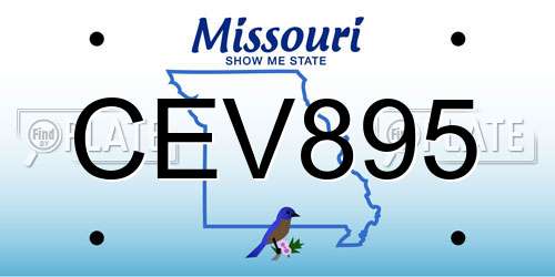 CEV895 Missouri License Plate
