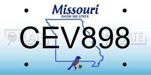 CEV898 Missouri License Plate