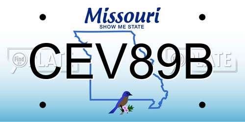 CEV89B Missouri License Plate