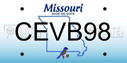 CEVB98 Missouri License Plate