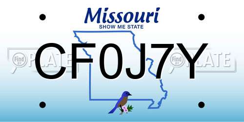 CF0J7Y Missouri License Plate