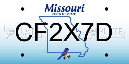 CF2X7D Missouri License Plate