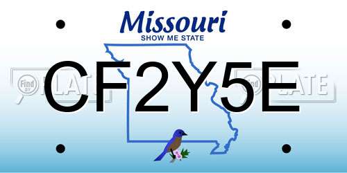 CF2Y5E Missouri License Plate