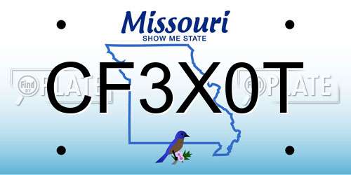 CF3X0T Missouri License Plate