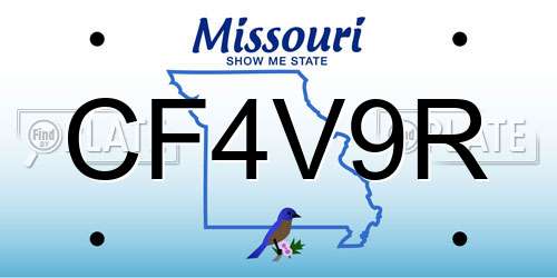 CF4V9R Missouri License Plate