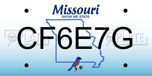 CF6E7G Missouri License Plate