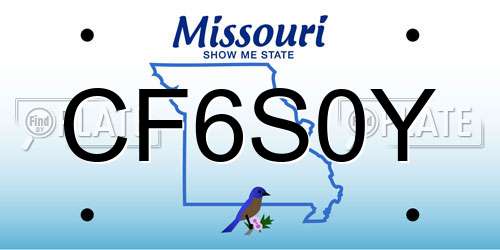 CF6S0Y Missouri License Plate