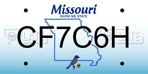 CF7C6H Missouri License Plate