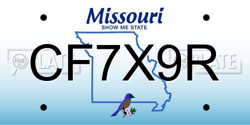 CF7X9R Missouri License Plate