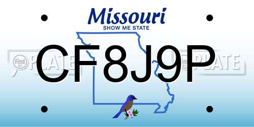 CF8J9P Missouri License Plate