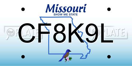 CF8K9L Missouri License Plate