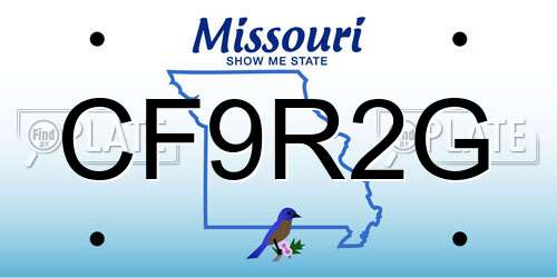 CF9R2G Missouri License Plate