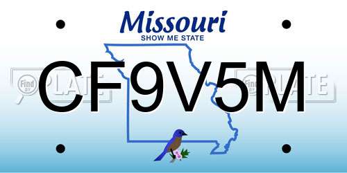 CF9V5M Missouri License Plate