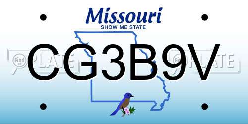 CG3B9V Missouri License Plate