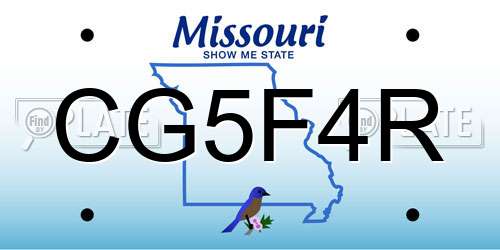 CG5F4R Missouri License Plate