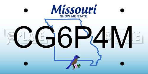 CG6P4M Missouri License Plate