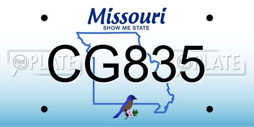 CG835 Missouri License Plate