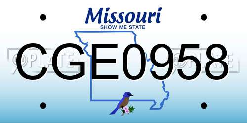 CGE0958 Missouri License Plate