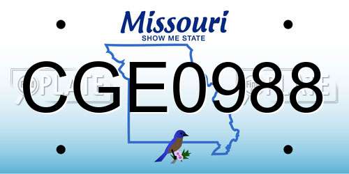 CGE0988 Missouri License Plate