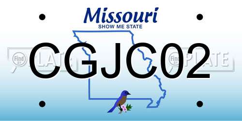 CGJC02 Missouri License Plate