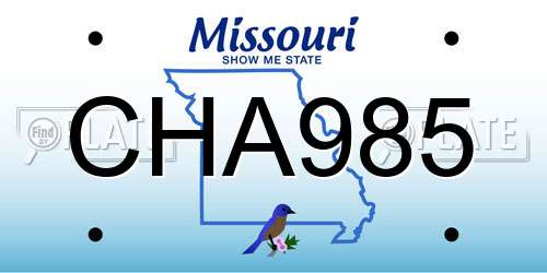 CHA985 Missouri License Plate