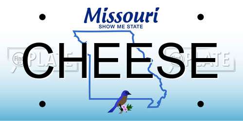 CHEESE Missouri License Plate
