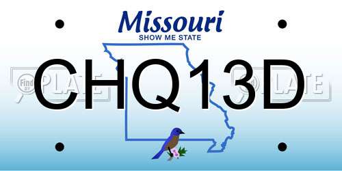 CHQ13D Missouri License Plate