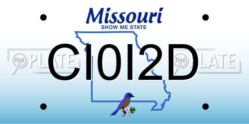 CI0I2D Missouri License Plate