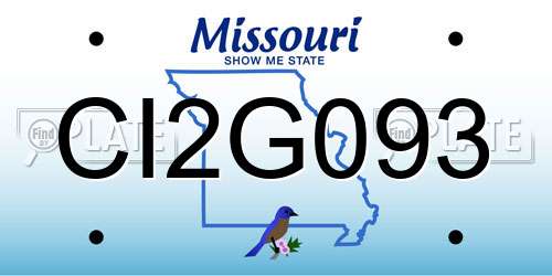 CI2G093 Missouri License Plate