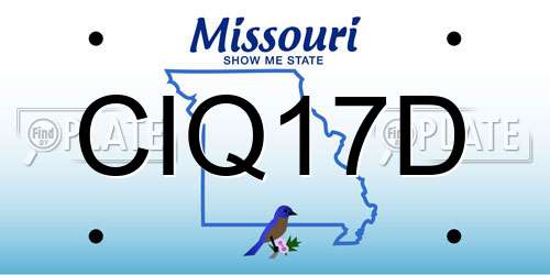 CIQ17D Missouri License Plate