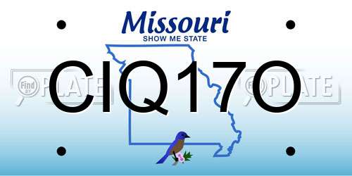 CIQ17O Missouri License Plate