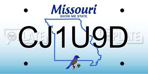 CJ1U9D Missouri License Plate