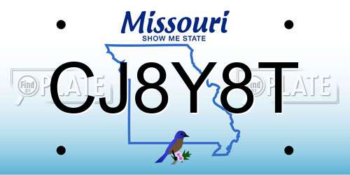 CJ8Y8T Missouri License Plate