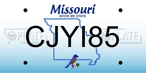 CJYI85 Missouri License Plate